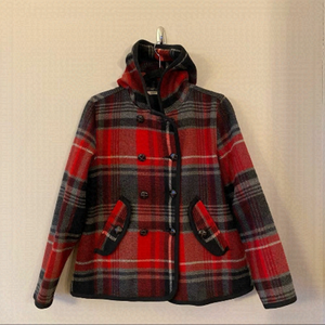 Woolrich Plaid Wool Peacoat (Medium) -> Woolrich Plaid Wool Peacoat (Medium)